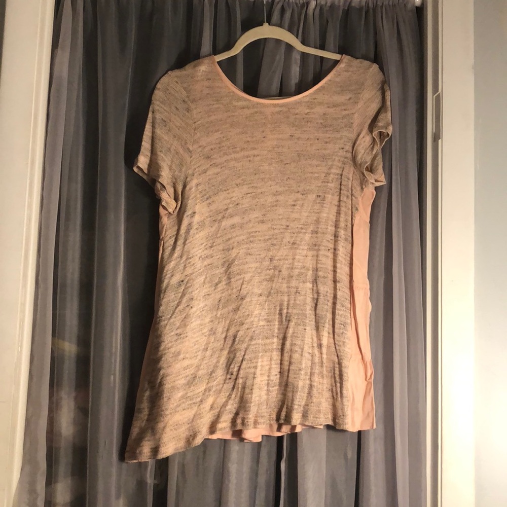 Light Pink Short Sleeve Ruffled Back Shirt